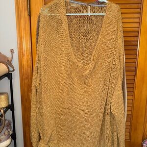Free People V-Neck Sweater in Brown